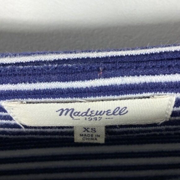 Madewell Gallerist Ponte Striped Sweater Top Blue White Size XS Boatneck Knit - Picture 3 of 6